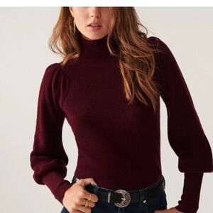 BA&SH Eden sweater knit - Bordeaux wool fall ballon casual L $350 turtleneck